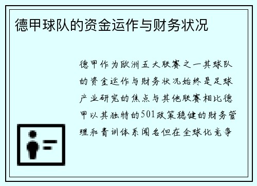 德甲球队的资金运作与财务状况